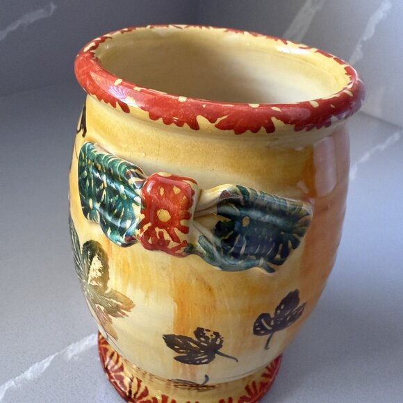 Italica ARS Pottery Vase Jug Pitcher Double Handle HandPainted Italy Mid Century - Picture 4 of 8